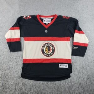 Chicago Blackhawks 2009 NHL Winter Classic Hockey Jersey Youth L/XL Black Reebok